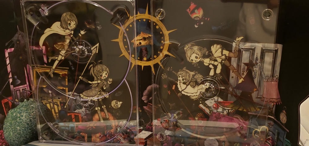 disc box opened with the curtains opened and the discs removed