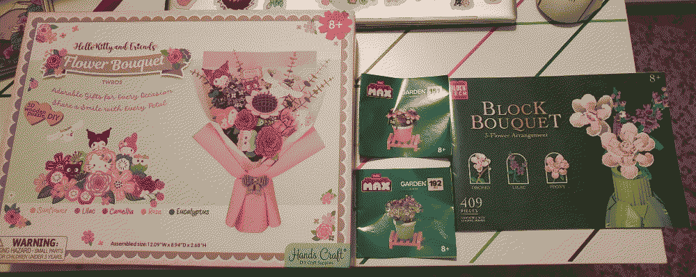 different building sets of flowers