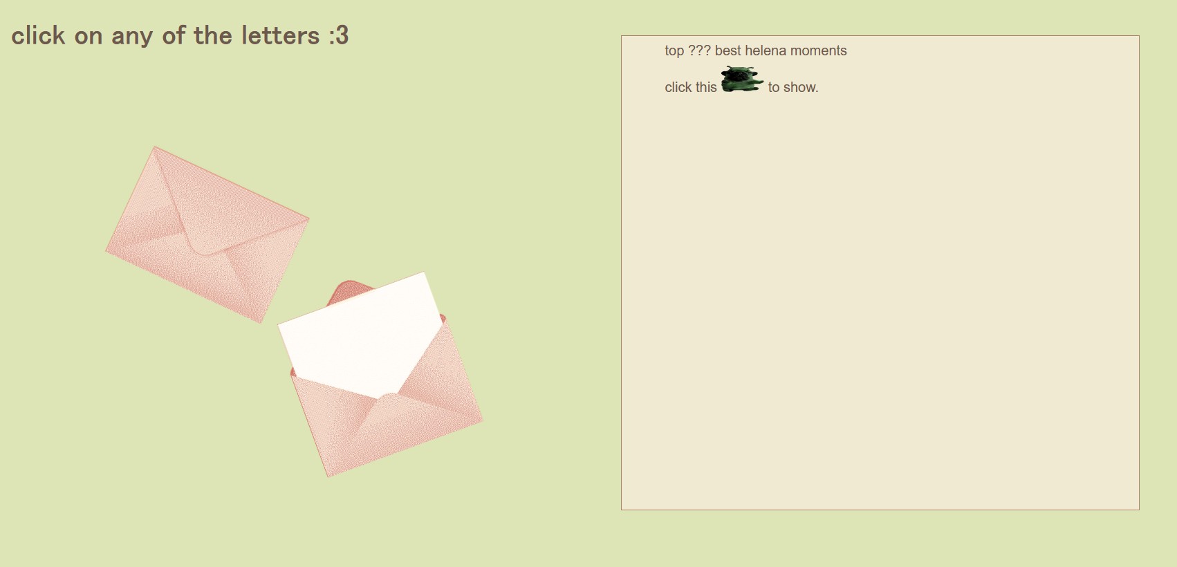 a screenshot of the first page, it has two envelopes. one i opened and there's a blank page displaying.